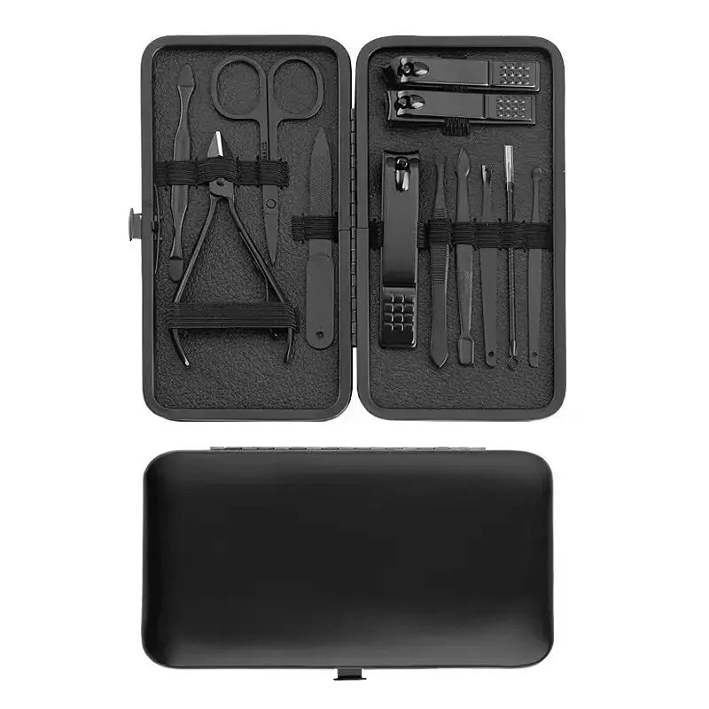 Stainless Steel Nail Clipper Set with Case Angled Nail Clippers Pedicure Tools Ear Pick Scoop and Dead Skin Remover