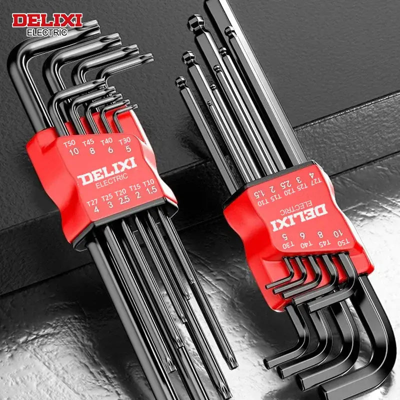 Delixi Electric Allen Key Set Hex Wrench Kit With Sleeve Universal Torque Long Metric For Motorcycles And Bicycles