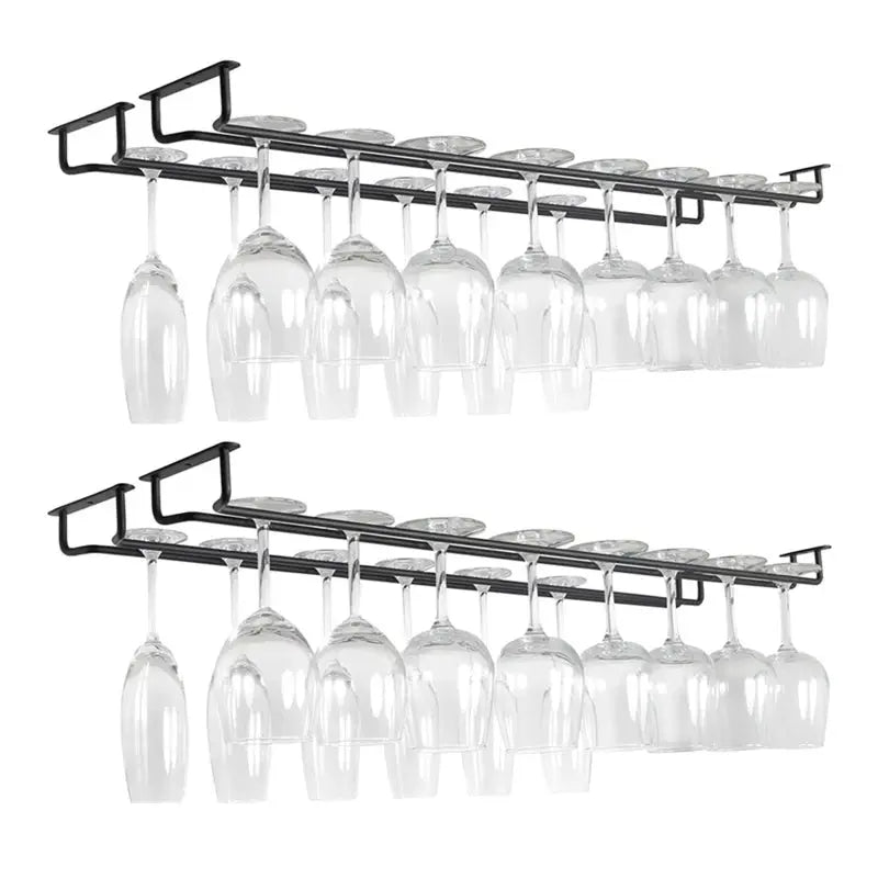 Simples Market large stemware wine glass rack, black under-cabinet storage, pair of racks