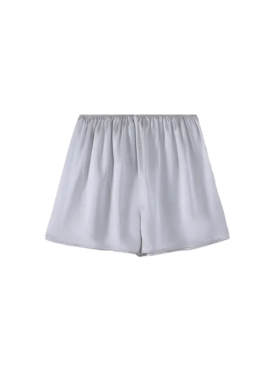 SuyaDream women’s silk shorts with elastic waist in white by Simples Market