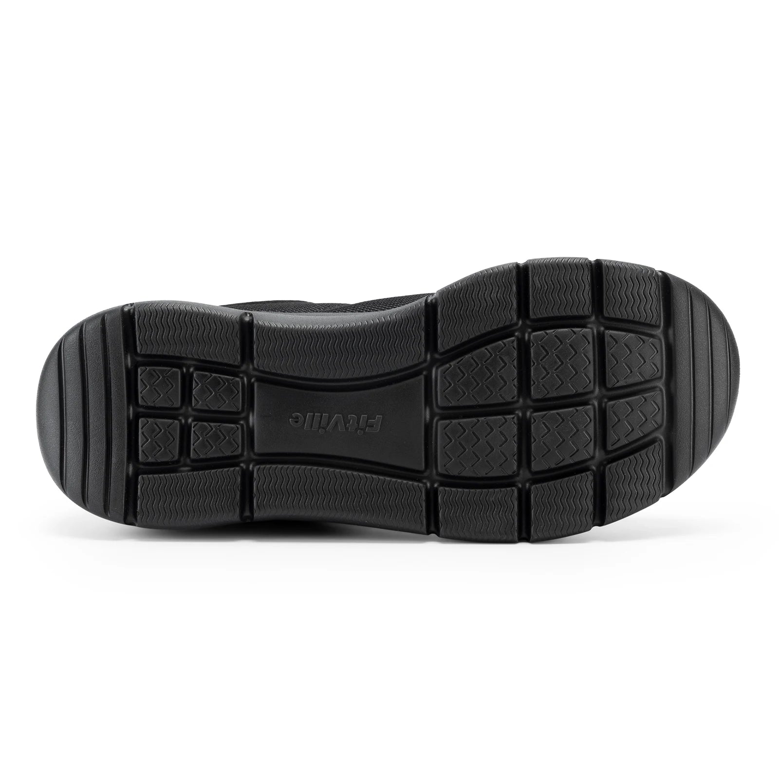 FitVille men's walking shoe outsole in black rubber with grid-pattern tread
