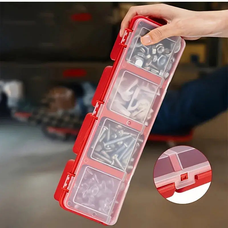 Simples Market red plastic multi-compartment organizer box for screws and small parts