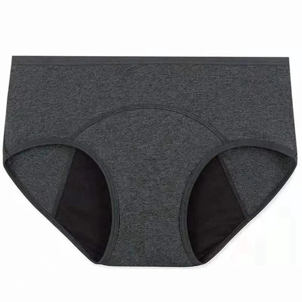Gray breathable cotton menstrual panties for women, low-waist period underwear