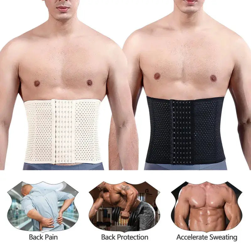 Mens waist trainer belt pair in white and black for abdomen shaping and tummy control Simples Market