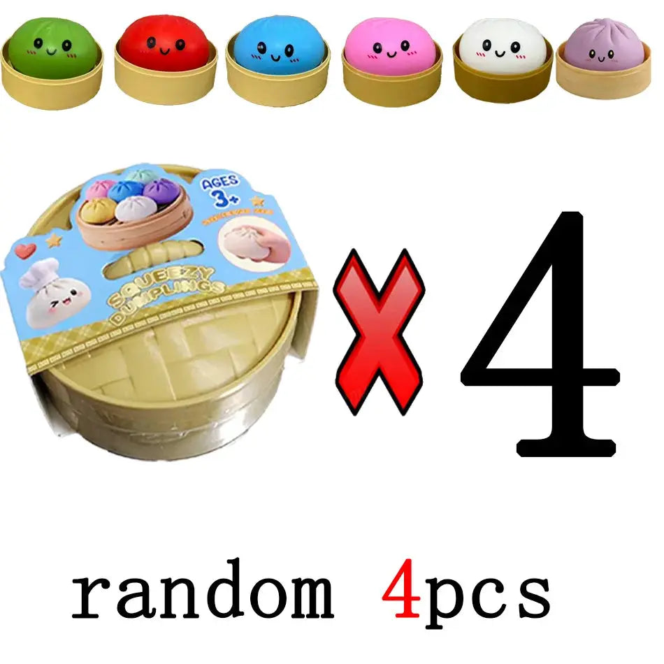 Dumpling Squishies Cute Colorful Bun Toy Slow Rising Stress Relief Fidget for Kids and Adults Anti Anxiety Gift