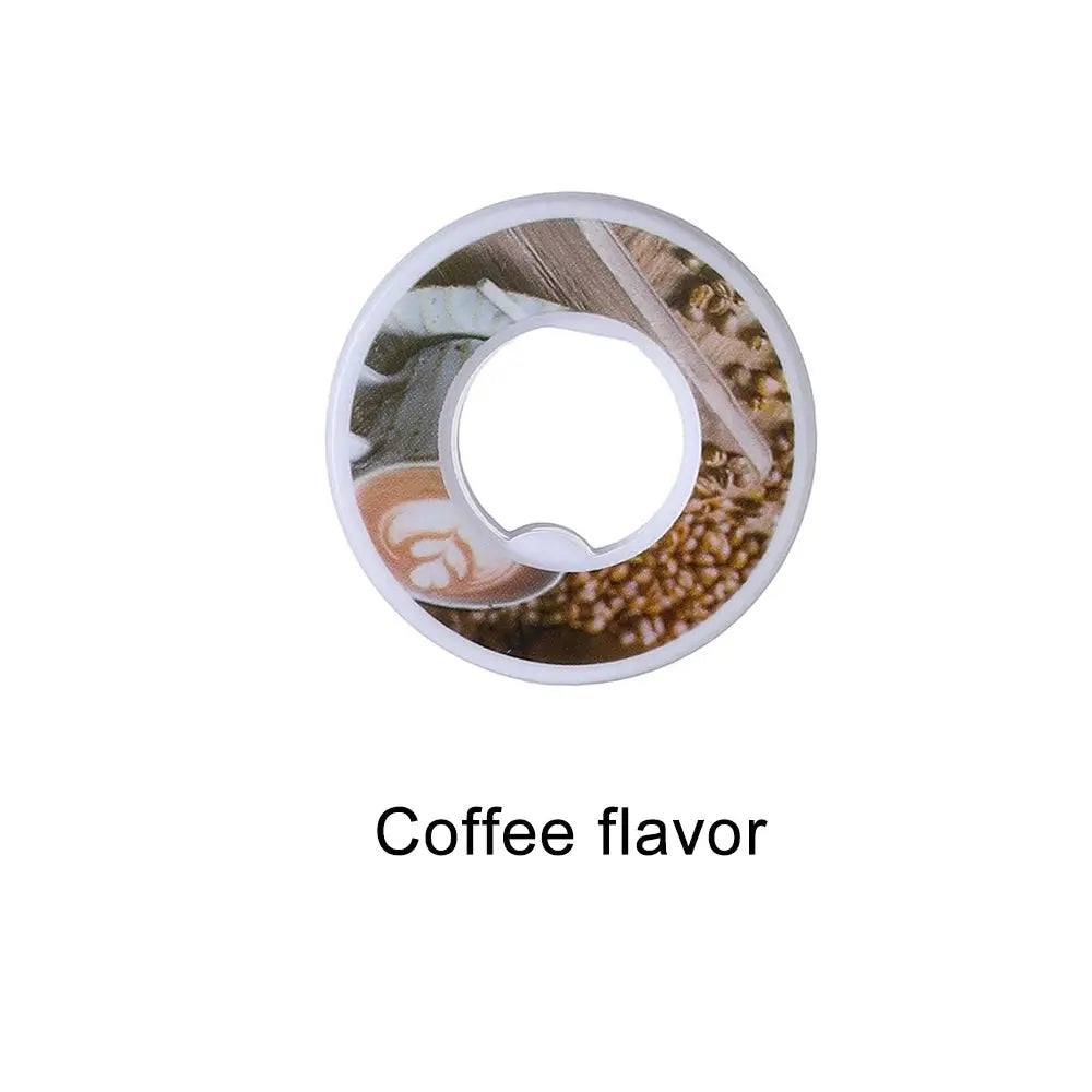 1pc coffee flavor water bottle flavor pod cap, white ring with coffee bean design