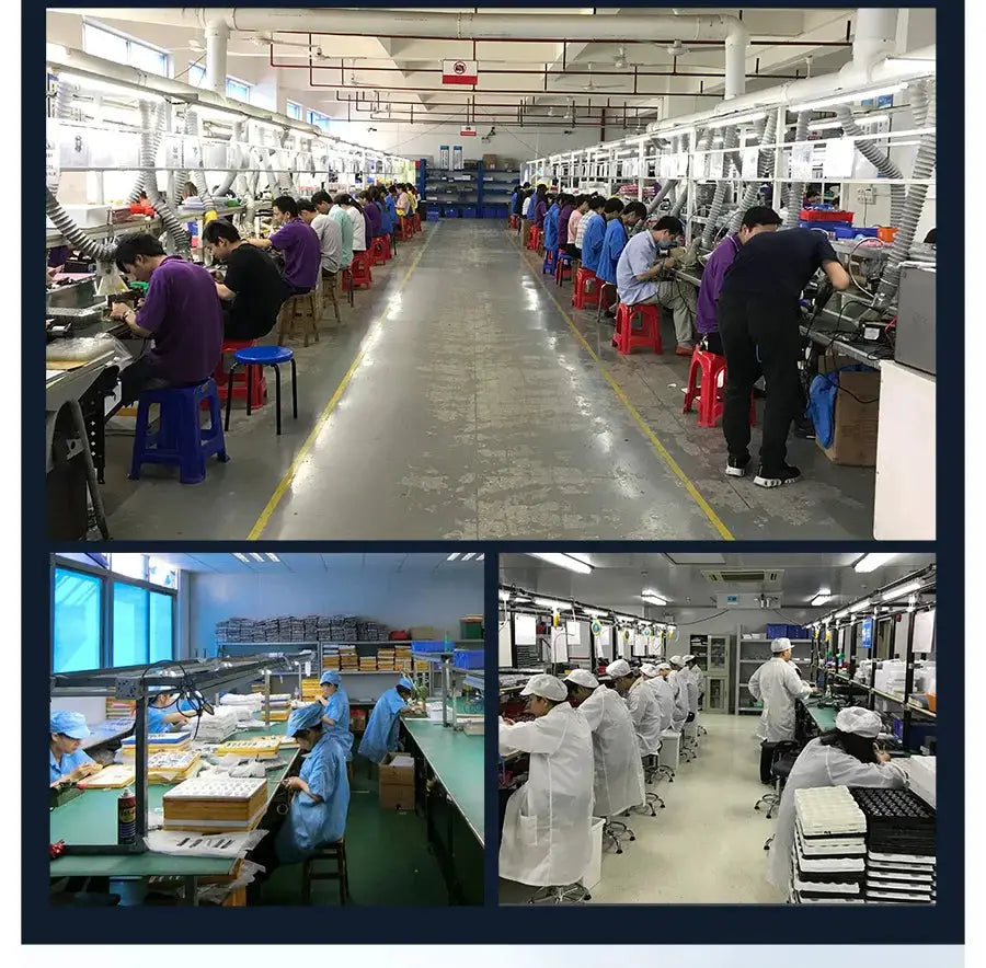 SYNOKE outdoor military digital watch production line with workers assembling watches