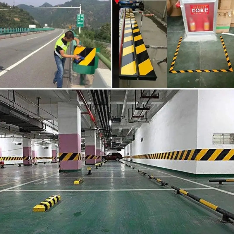 Reflective Tape Twill Yellow Black Waterproof Adhesive Safety Warning Sticker For Truck 5cm 10cm 15cm 20cm By 5m