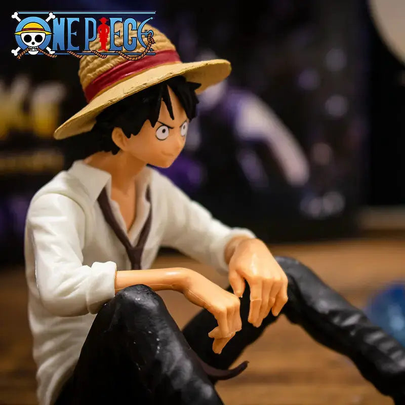 One Piece Luffy 12cm Sitting Pose PVC Figure Collectible Statue Toy For Birthday Gift