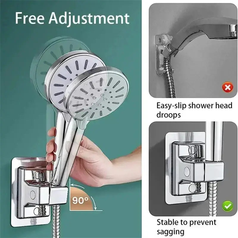 Simples Market universal shower head holder, adjustable wall-mounted, self-adhesive chrome bracket for handheld shower