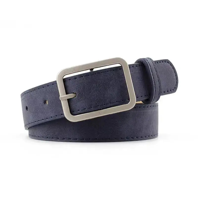 Summer Trend Retro Frosted Belt With Silver Square Buckle For Women Versatile Fashion Accessory