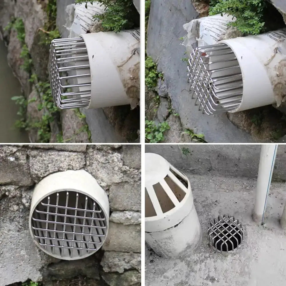 Round stainless steel roof drain cover with anti-blocking grille for balcony and rooftop drainage, large capacity