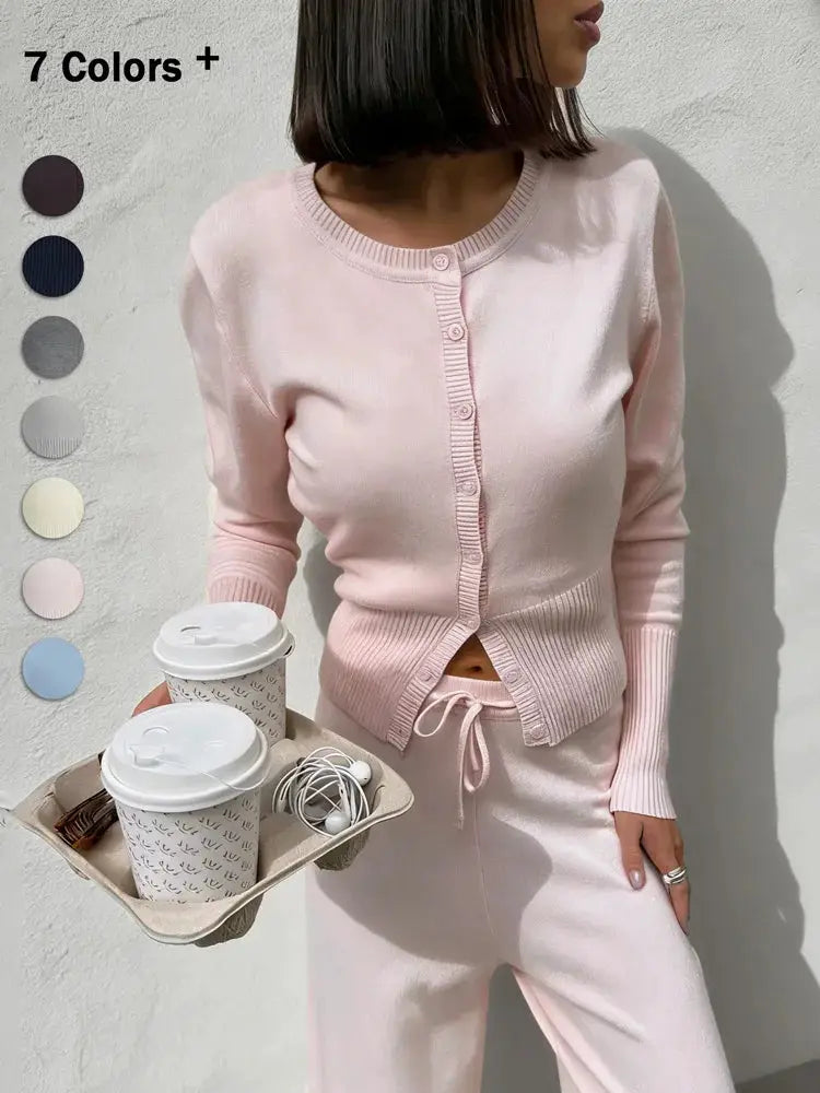 Tossy Casual Knit Cardigan for Women Long Sleeve Ribbed Patchwork Cropped Top Elegant Slim Knitwear for Autumn Winter