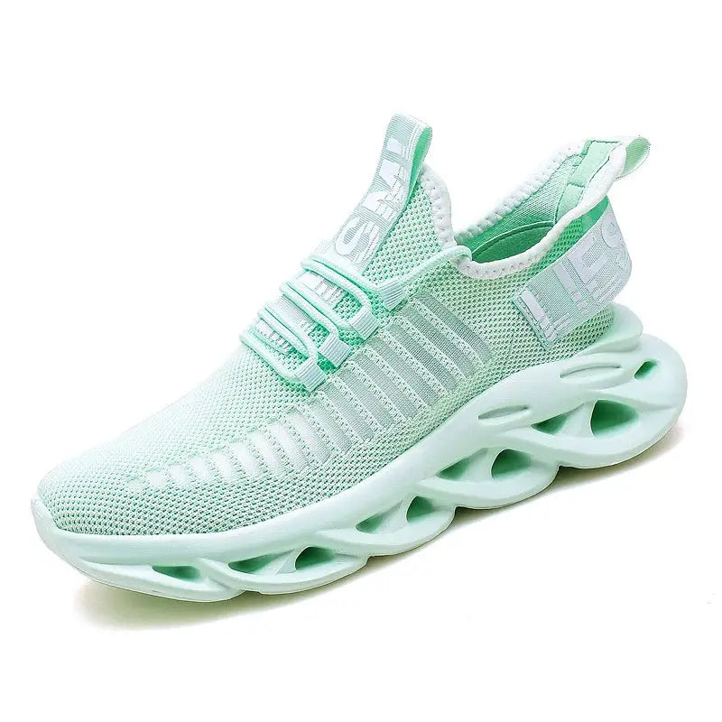 MAEDEF men's mint-green mesh sneakers with breathable knit upper and sculpted platform sole