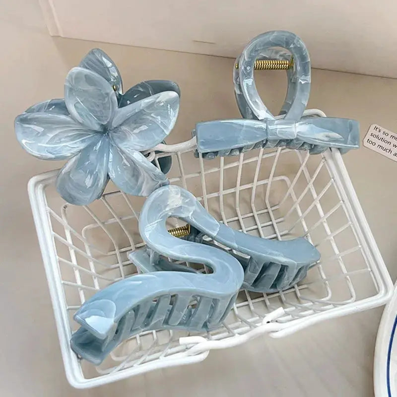 Korean Hawaiian Flower Crab Hair Clips For Girls Lightweight Durable Beach Accessories Trendy Beachwear