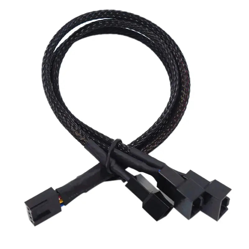 4 Pin PWM Fan Splitter Cable 1 To 4 3 2 1 Ways Black Sleeved 27cm Extension PWM Cables