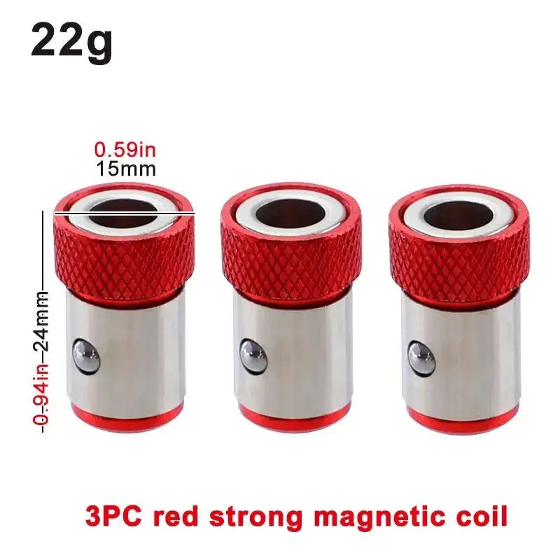 3Pc Universal Quarter Inch Batch Head Magnetic Coil Screwdriver Accessories Set With Colored Magnetizers