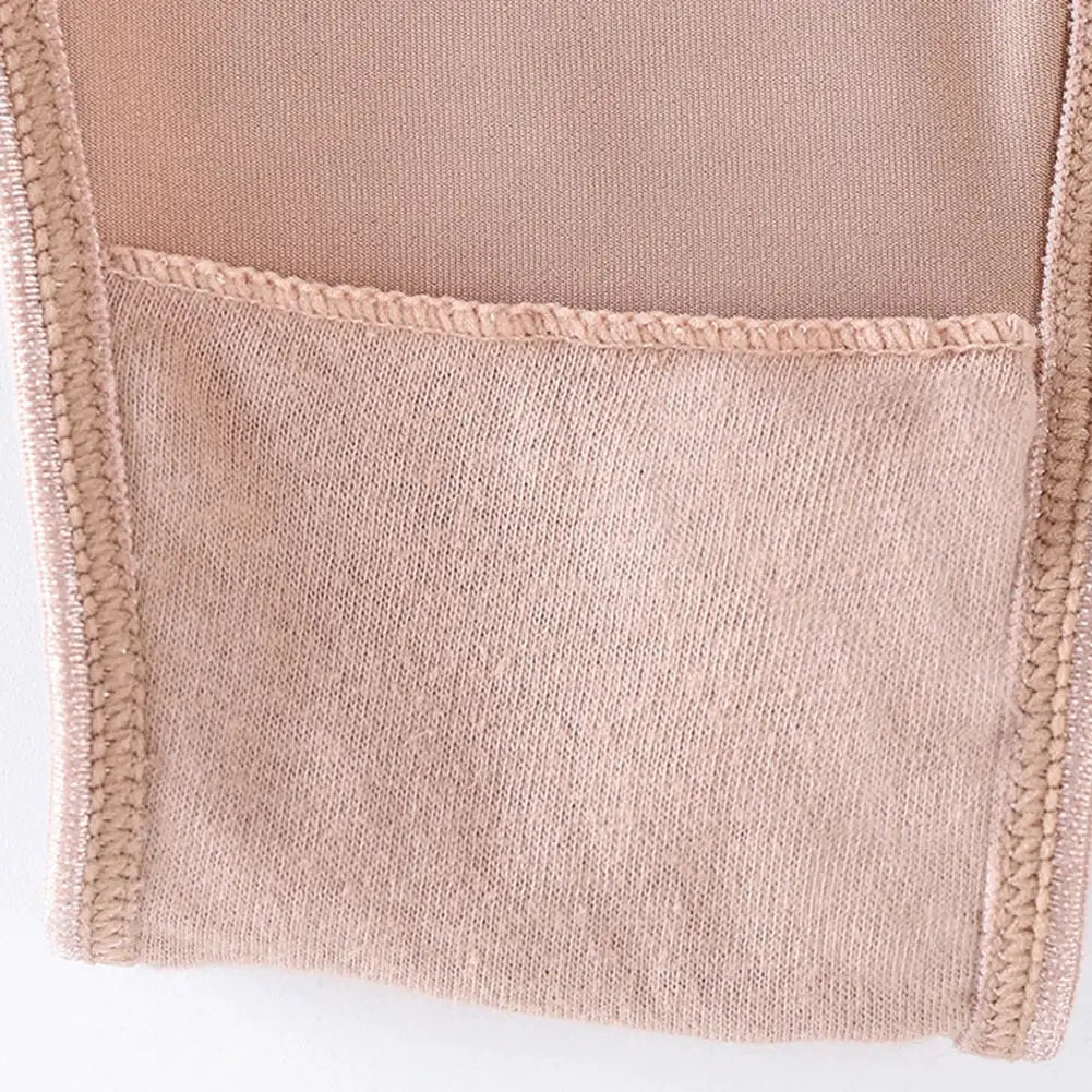 High waist tummy control briefs in beige with elastic edges, breathable fabric