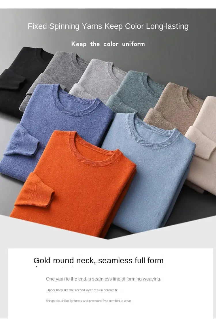 Simples Market 2025 cashmere O-neck sweaters set in multi-color options for men, loose oversized knits.