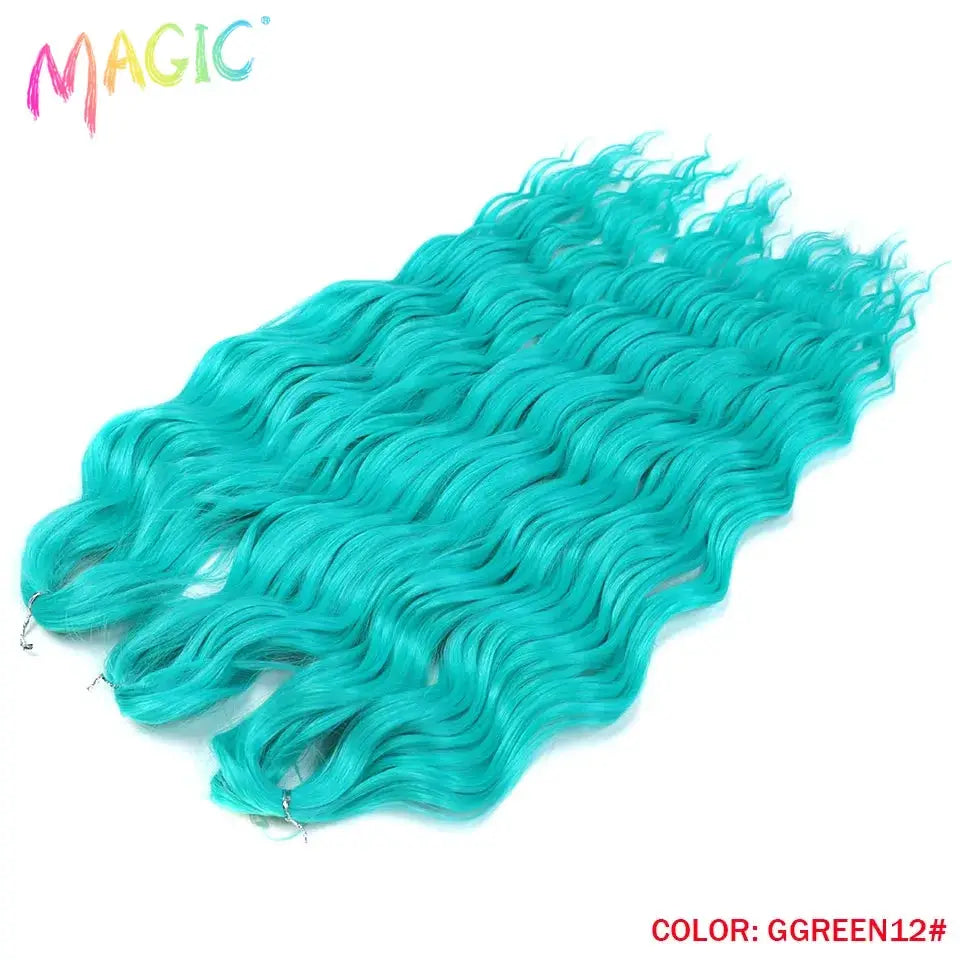 Anna Synthetic Hair 24 Inch Water-Wave Crochet Extensions in teal green, Simples Market