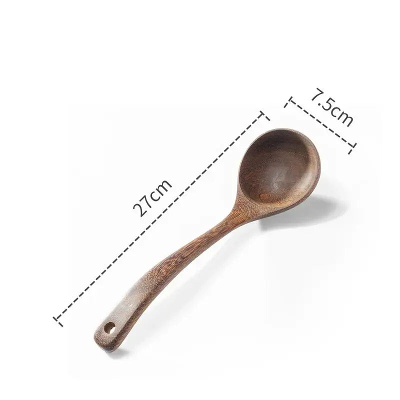 EcoWood Kitchen Utensils Set With Wooden Handles Nonstick Durable Scratch Resistant And Odor Free
