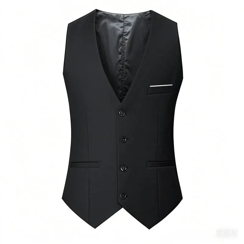 M 7XL Spring Summer Mens Suit Vest Sleeveless Adjustable Waist Single Breasted Solid Color Business Vest For Wedding