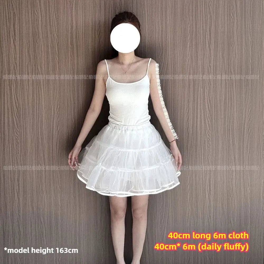 Simples Market white Lolita petticoat underskirt with fluffy layered tulle, short crinoline