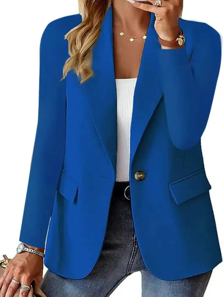 LuxeWear Womens Oversized Blazer Jacket With Stretch Slim Fit And Single Button Closure For Work And Casual