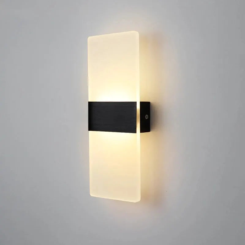 LED acrylic wall light with long vertical wall-mounted design and warm white glow