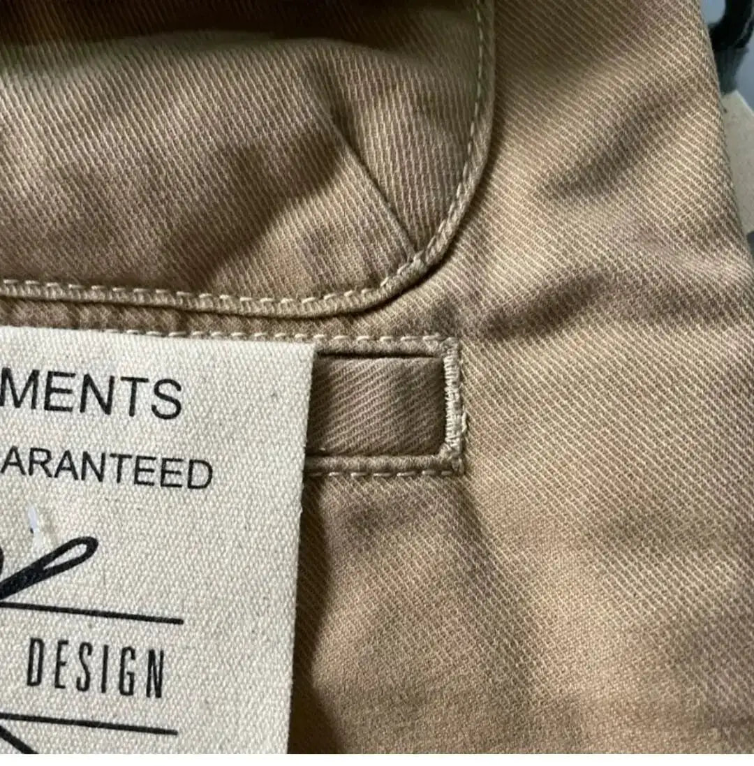 Men's khaki cotton cargo pants, heavy-duty anti-dirt anti-wear, loose straight-leg with visible stitching