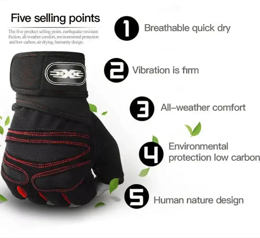 Unisex Half Finger Sports Gloves With Wrist Guard For Cycling Gym Weightlifting Hiking Boxing