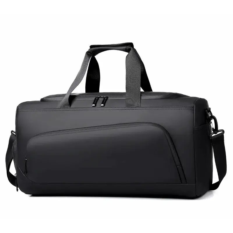 Simples Market sport gym bag, large-capacity black duffel with front zipper pocket and top handles