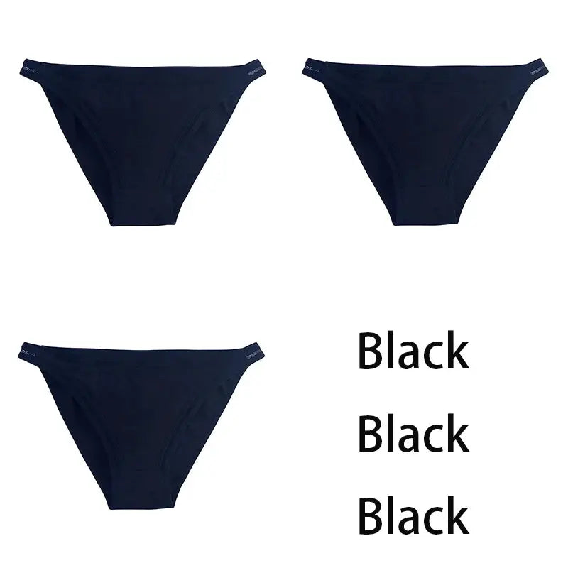 3-pack women's black cotton bikini panties; solid color underwear set