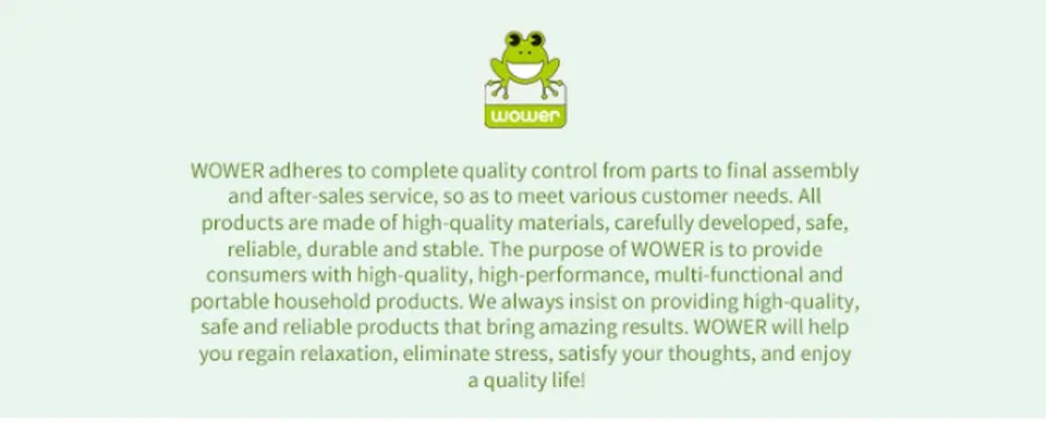 Wower logo with frog mascot on pale green background