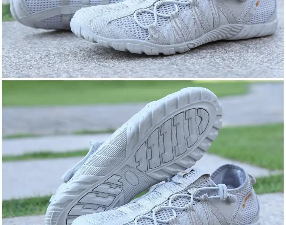 BONA men's running shoes by Simples Market, white/gray mesh lace-up athletic sneakers for outdoor walking