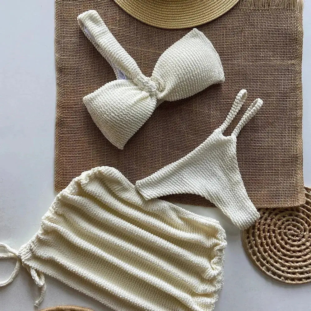 Polovedo 3 Piece Micro Bikini Set For Women Sexy Thong Swimsuit Brazilian Beachwear Bathing Suit