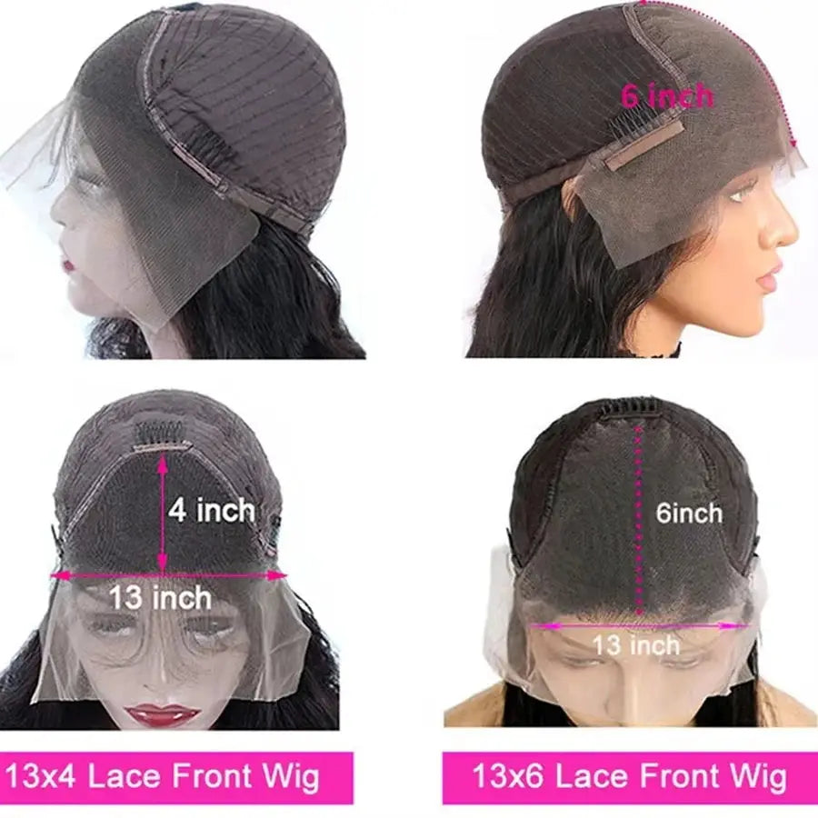 Body Wave Human Hair Wig Natural Black Remy Brazilian 13x4 HD Transparent Lace Front Pre Plucked Hairline Frontal Wig