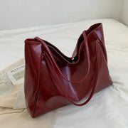 Women tote bag burgundy PU leather for everyday use