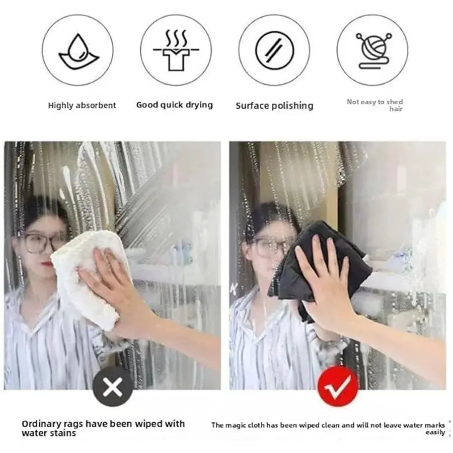 Magic Cleaning Cloth by Simples Market, 1/5 microfiber glass towel; reusable, lint-free for glass and cars.