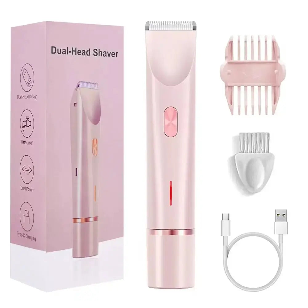 AquaGleam Mini Shaver for Women Waterproof Rechargeable Dual Head Bikini Trimmer and Body Hair Remover