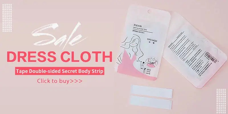 Bra tape double-sided secret body strip packaging with two white self-adhesive strips on pink background