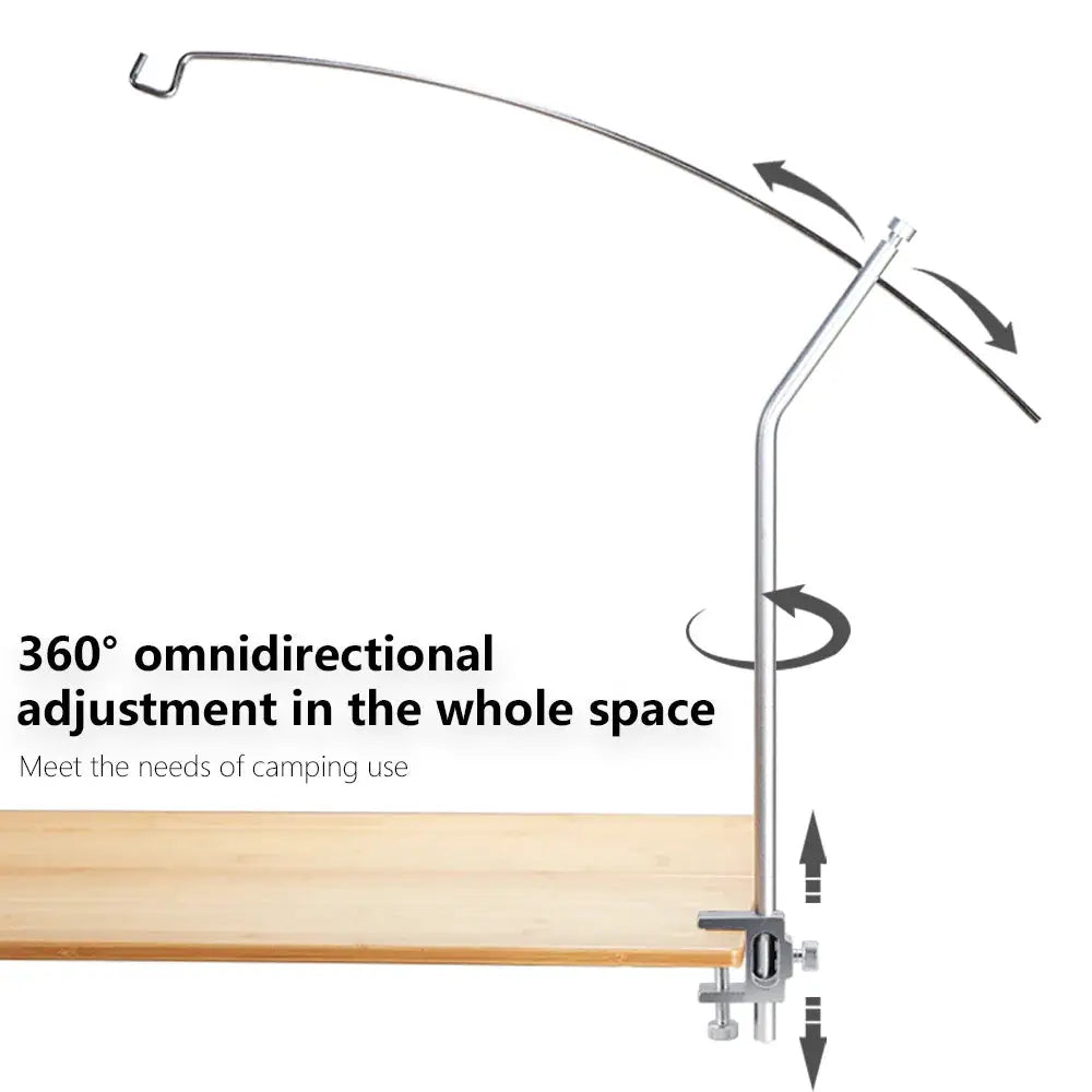 TARKA Detachable Lantern Stand, silver metal, adjustable ultralight tabletop camping light holder