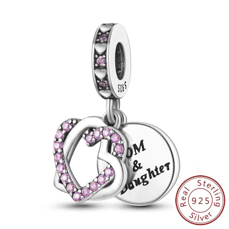 925 Sterling Silver Charms Beads Forever Love Heart Dangle For Bracelet Women Jewelry Gift Sister Family Life