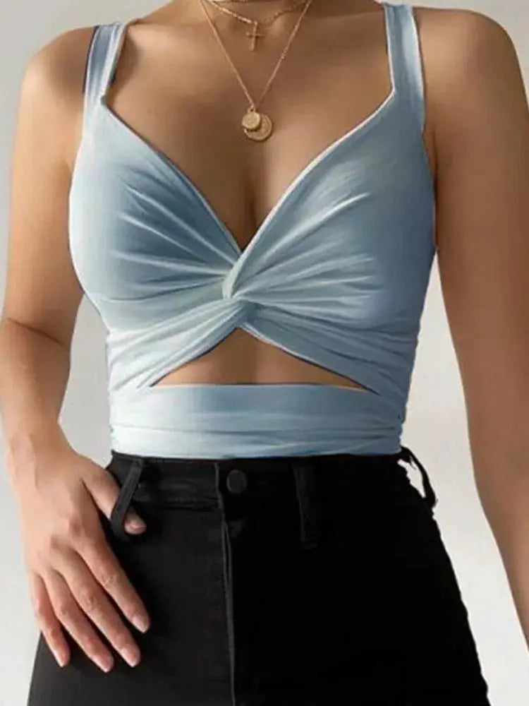 NovaVibe Sleeveless Short Crop Top Backless Tank For Women Stretch Knit Summer Clubwear