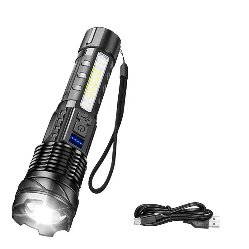SummitBeam Portable Rechargeable LED Flashlight With Pen Clip Zoomable Waterproof Torch Side Light For Outdoors