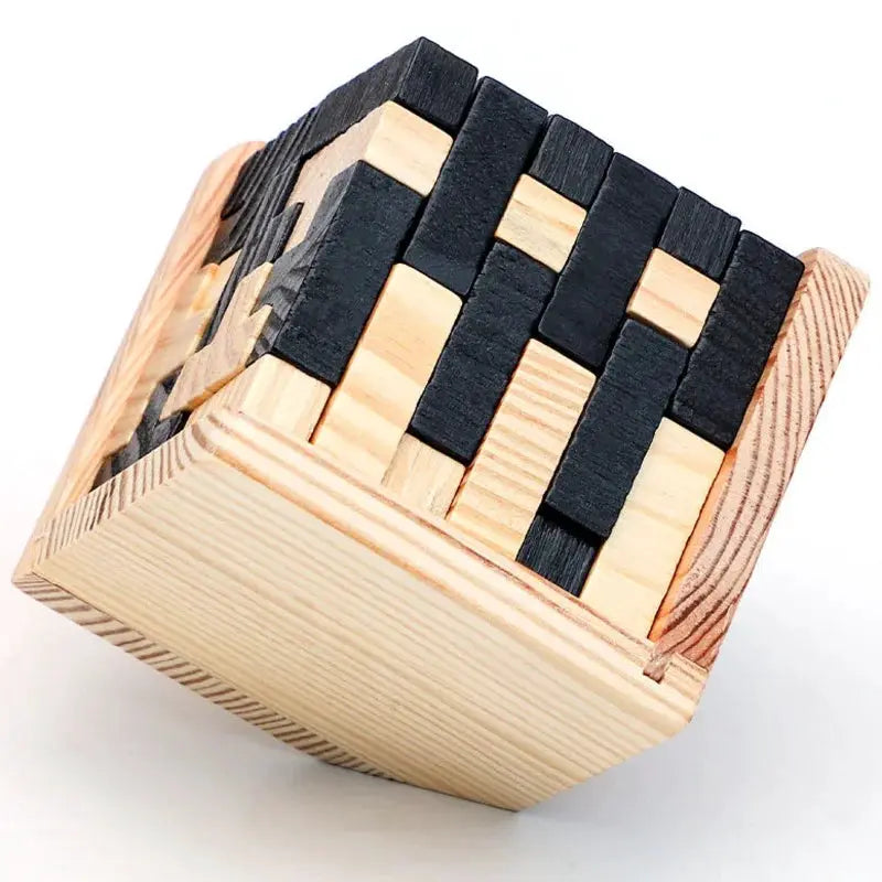 3D Luban Interlocking Cube Puzzle Wooden Educational Toy for Children Brain IQ Development and Early Learning Gift