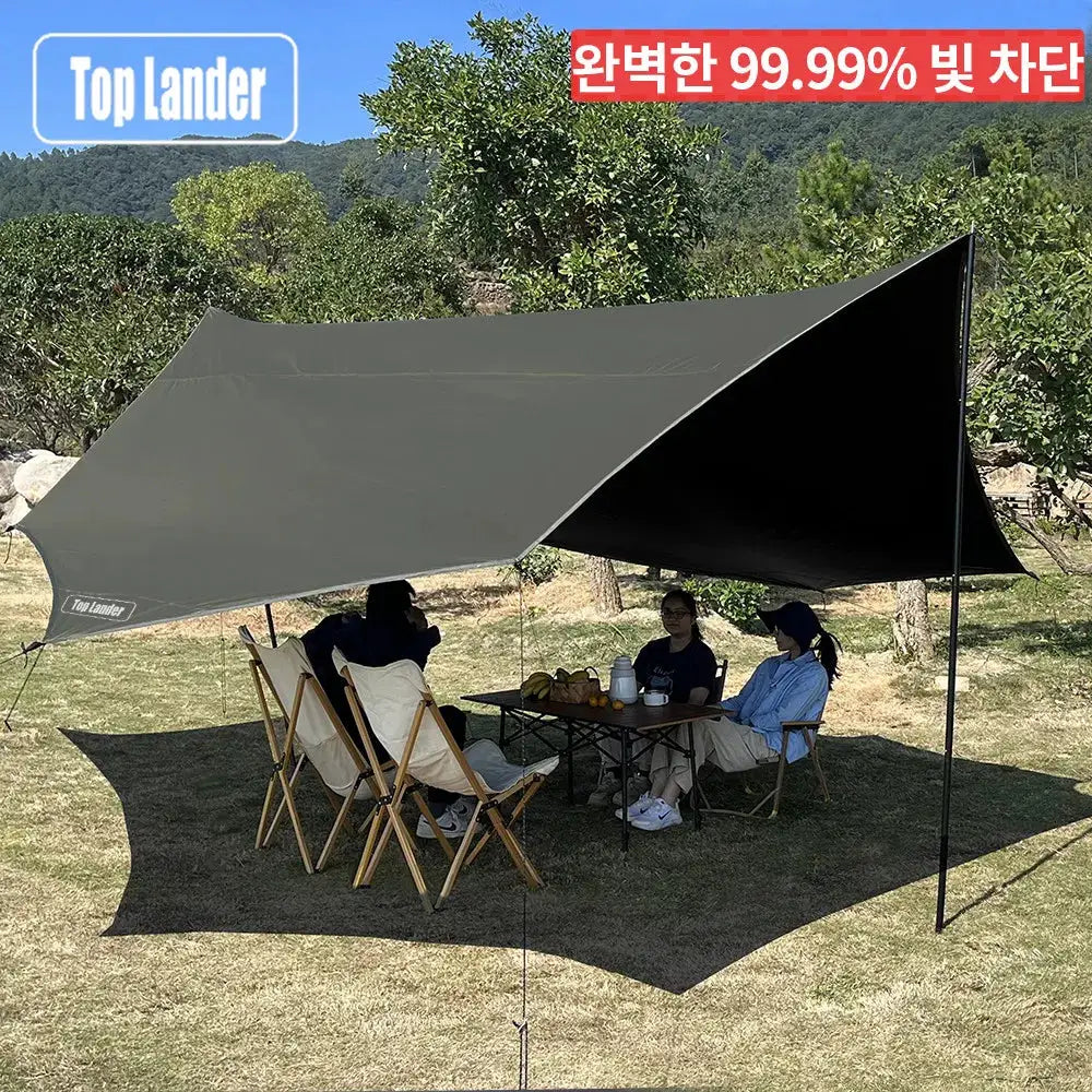 Top Lander 5.1x5.1m Large Black Coated Tarp Waterproof Octagon Outdoor Camping Sunshade Shelter Tarpaulin