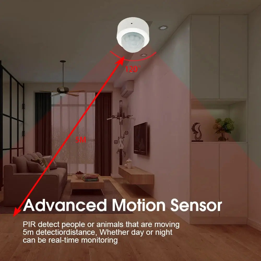 Tuya 2-in-1 Zigbee PIR motion detector with lux light, white finish by Simples Market