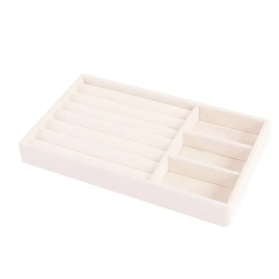 1 Piece Flocking Jewelry Box And Tray Beige Necklace Jewelry Organizer Gift Box 21.3 x 12.5 x 2.5 cm