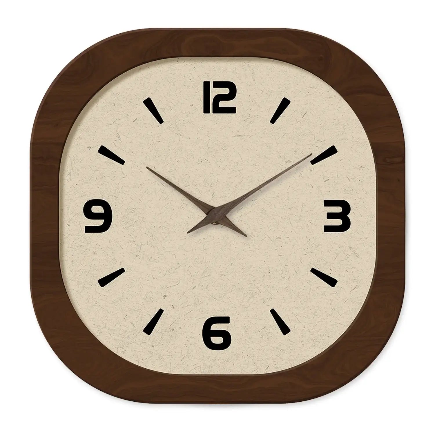 French-style retro wooden wall clock with a cream textured dial and bold black numerals